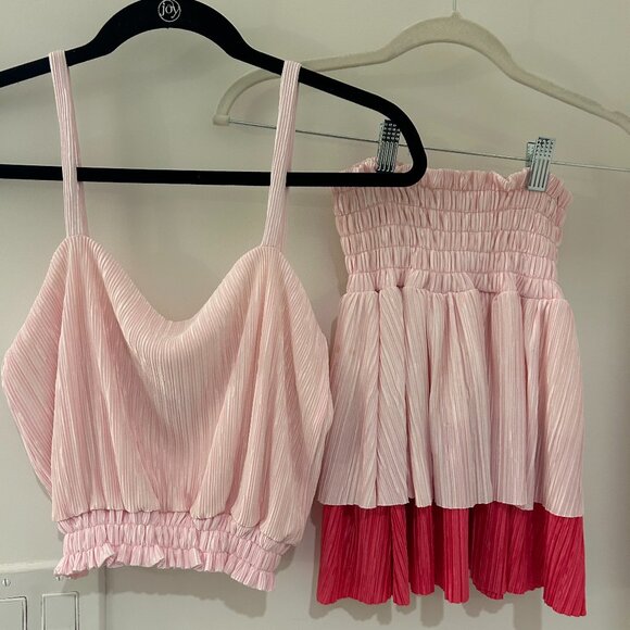 House of Wallace Isla Skirt, Size Women's Small, Light Pink and Bright Pink - Picture 1 of 4
